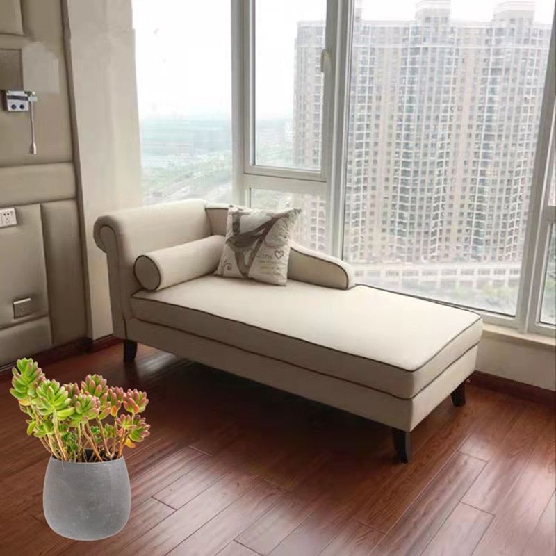 Linen Fabric Chaise Lounge Indoor in Light Gray with Left Arm/Right ...
