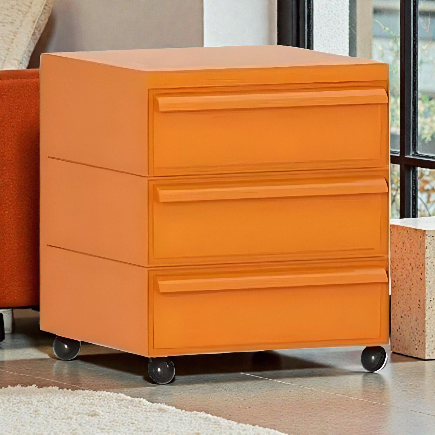 Modolelar Cart Sleek Geometric Modular Storage Cart with Sliding Drawers and Rolling ...