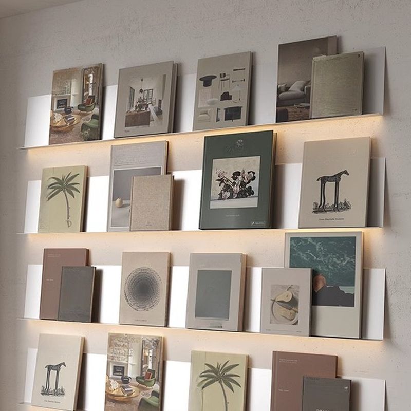 Minimalist Metal Floating Magazine Rack for Gallery Wall Display - With ...