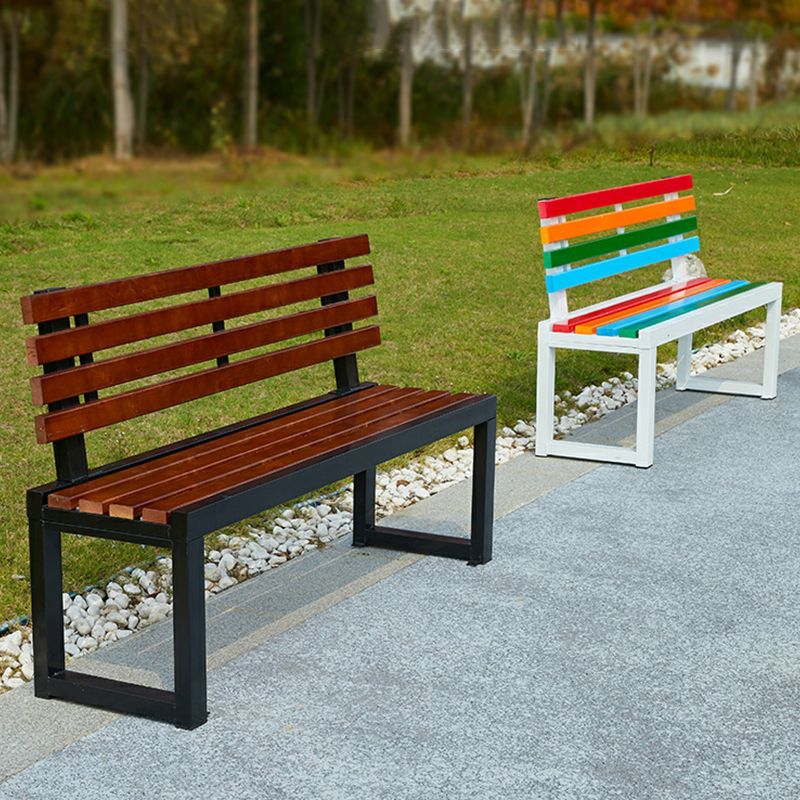 Industrial Outdoor Park Bench with Weather-Resistant Slats and ...
