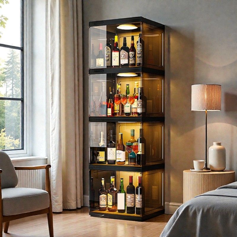 Sleek Stackable Display Cabinet with Magnetic Door Versatile Storage ...