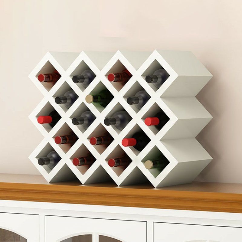 White Wibe Rack Geometric Freestanding Wine Rack – Minimalist White Lattice Organizer ...