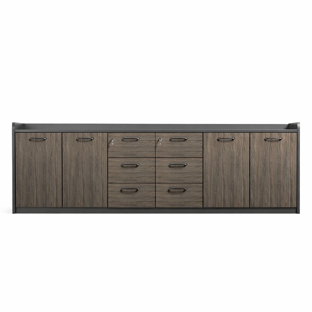 Industrial Office Storage Console Cabinet with Raised Top & Enclosed ...