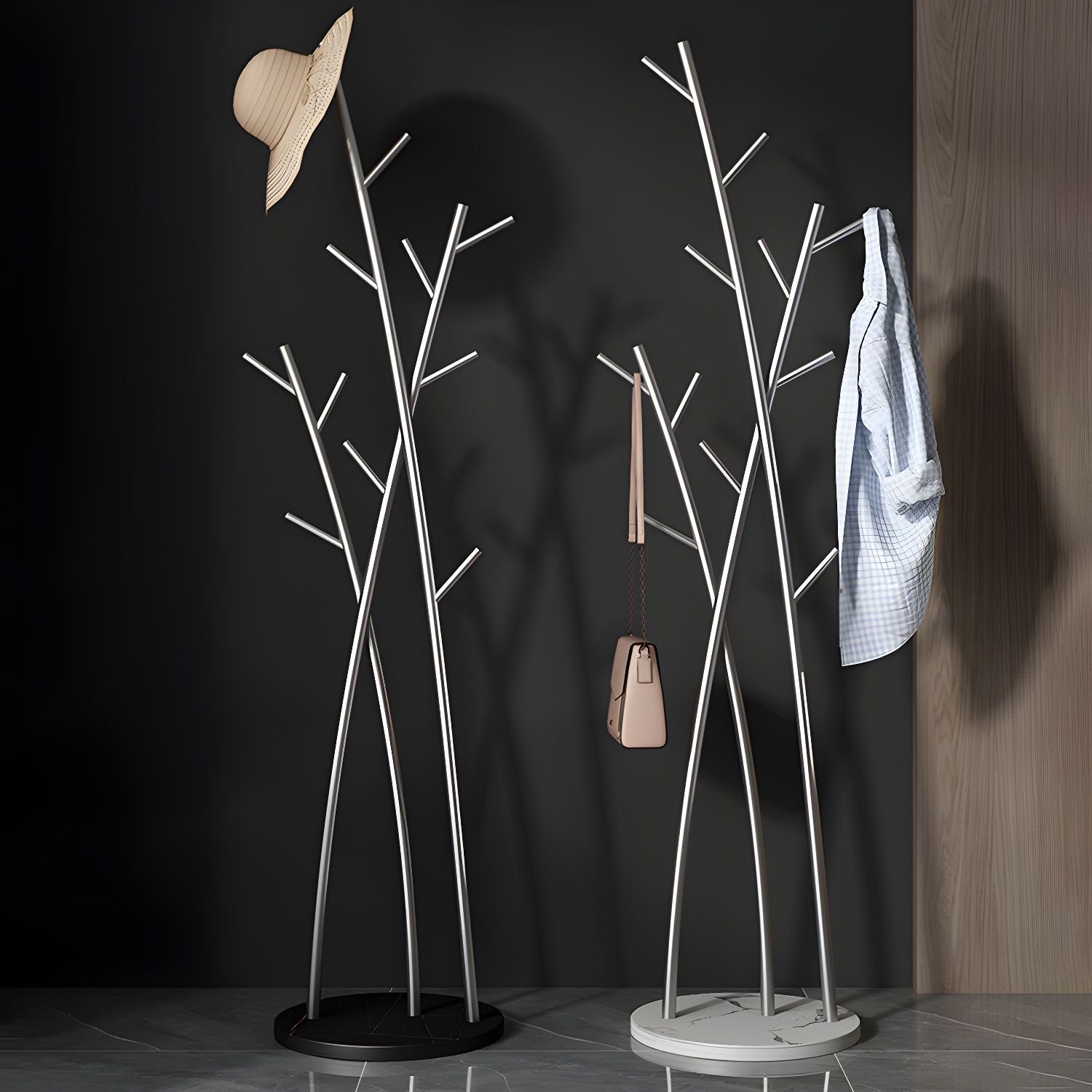 Metal Coat Rack System Contemporary Luxe Metal Coat Rack Stand with Weighted Marble Base ...