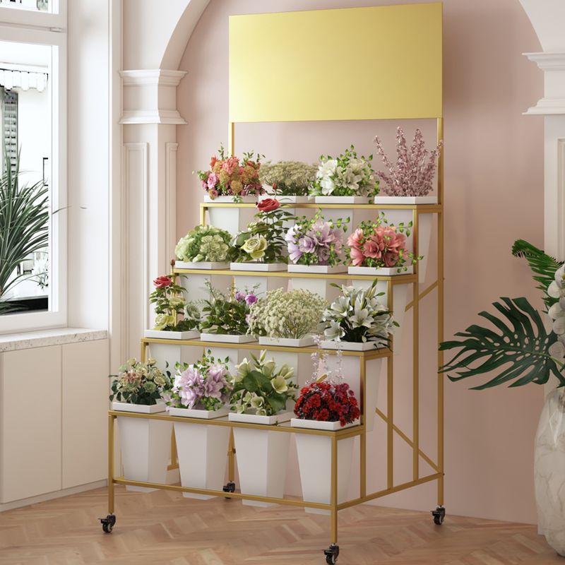 Mobile Commercial Floral Display Stand with Signboard and Deep Buckets ...
