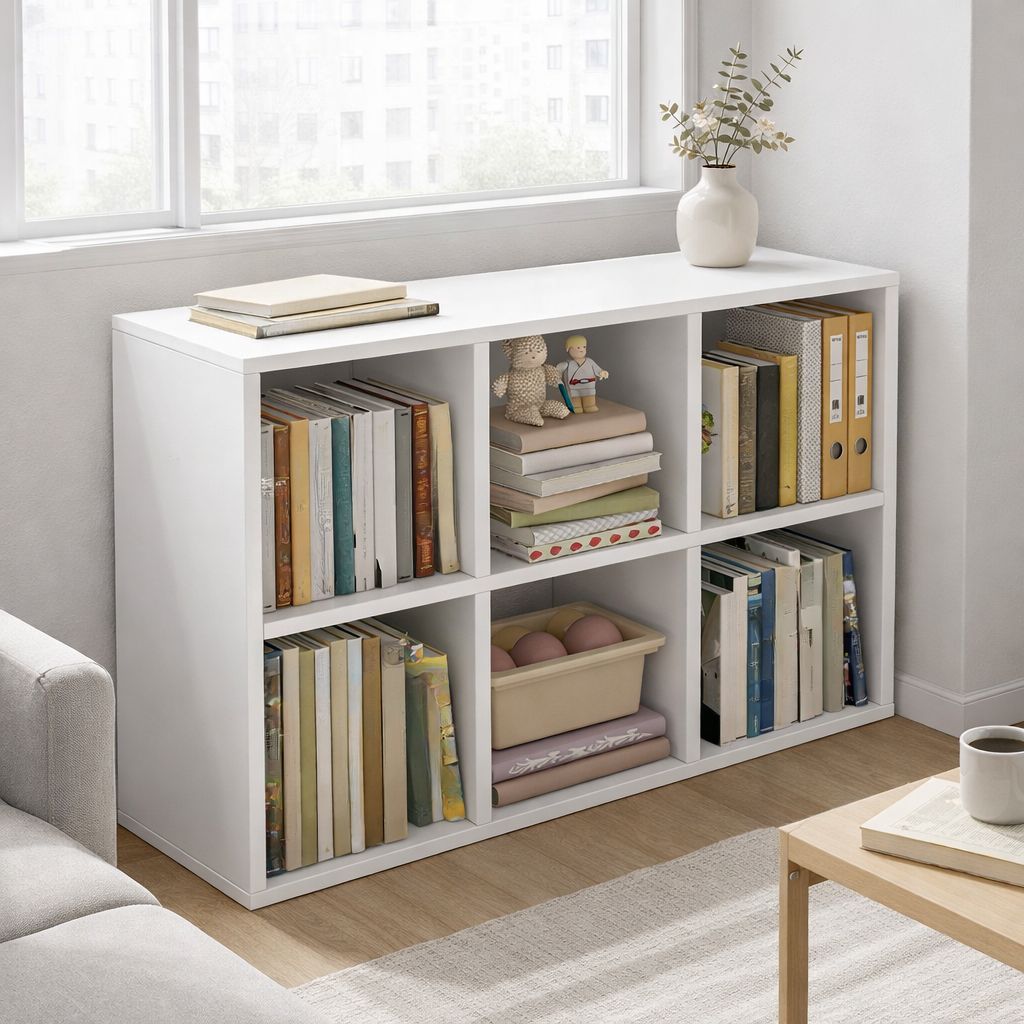 Small Bookcase Console Minimalist Modular Low Cube Bookcase & Horizontal Storage Console ...