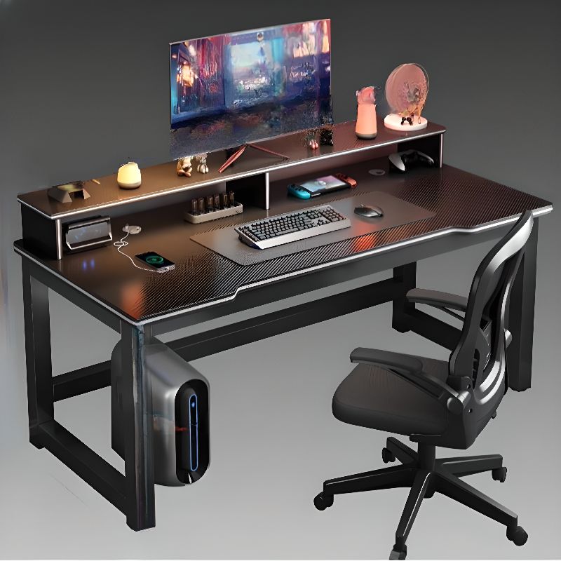Easy Installation Asymmetrical Alloy Computer Desk with Integrated ...