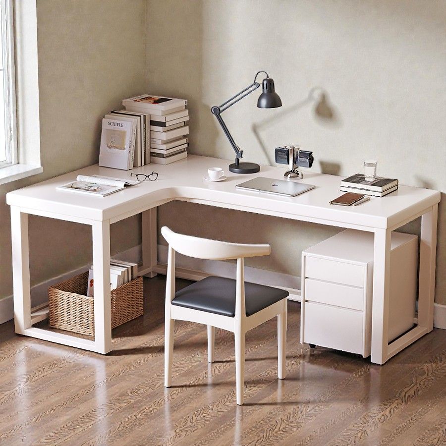 Minimalist Solid Wood L-Shaped Corner Desk with Rounded Edges - Table ...
