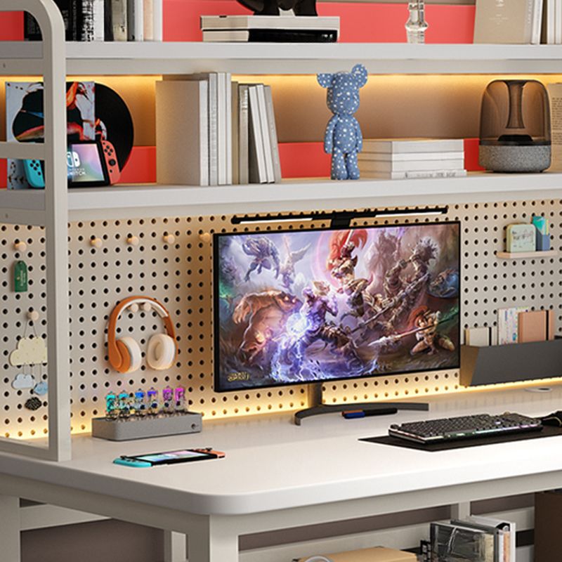 Industrial Computer Desk with Hutch & Pegboard, Vertical Storage ...