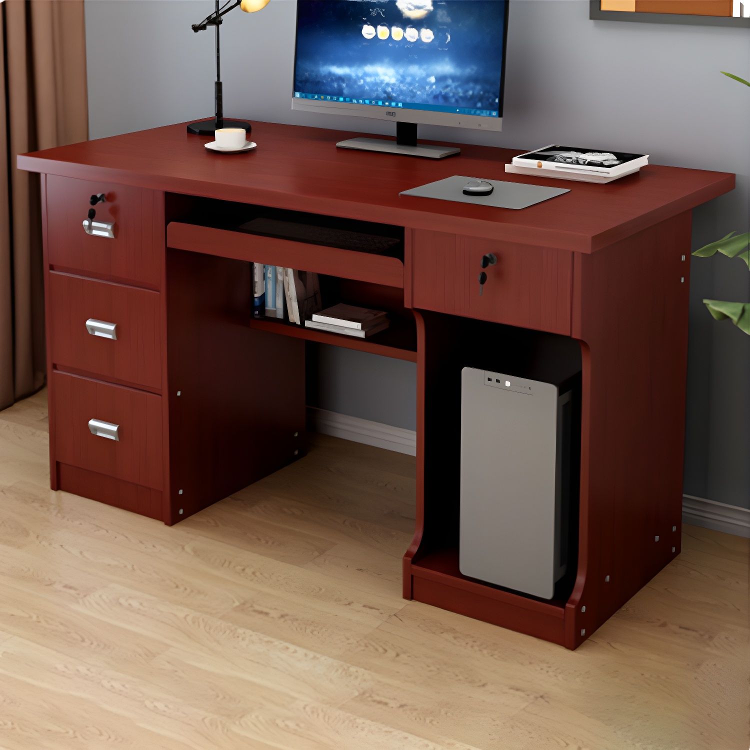 Executive Transitional Computer Desk with Locking Drawers and ...