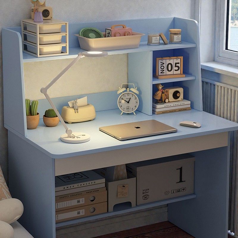 Normal Writing Table Scandinavian Writing Desk with Hutch and Vertical Storage Shelves for ...