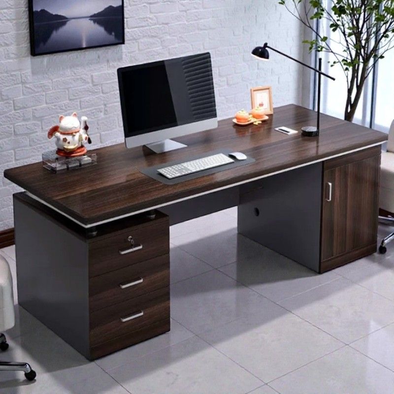 Contemporary Executive Office Desk with Lockable Storage, Large ...