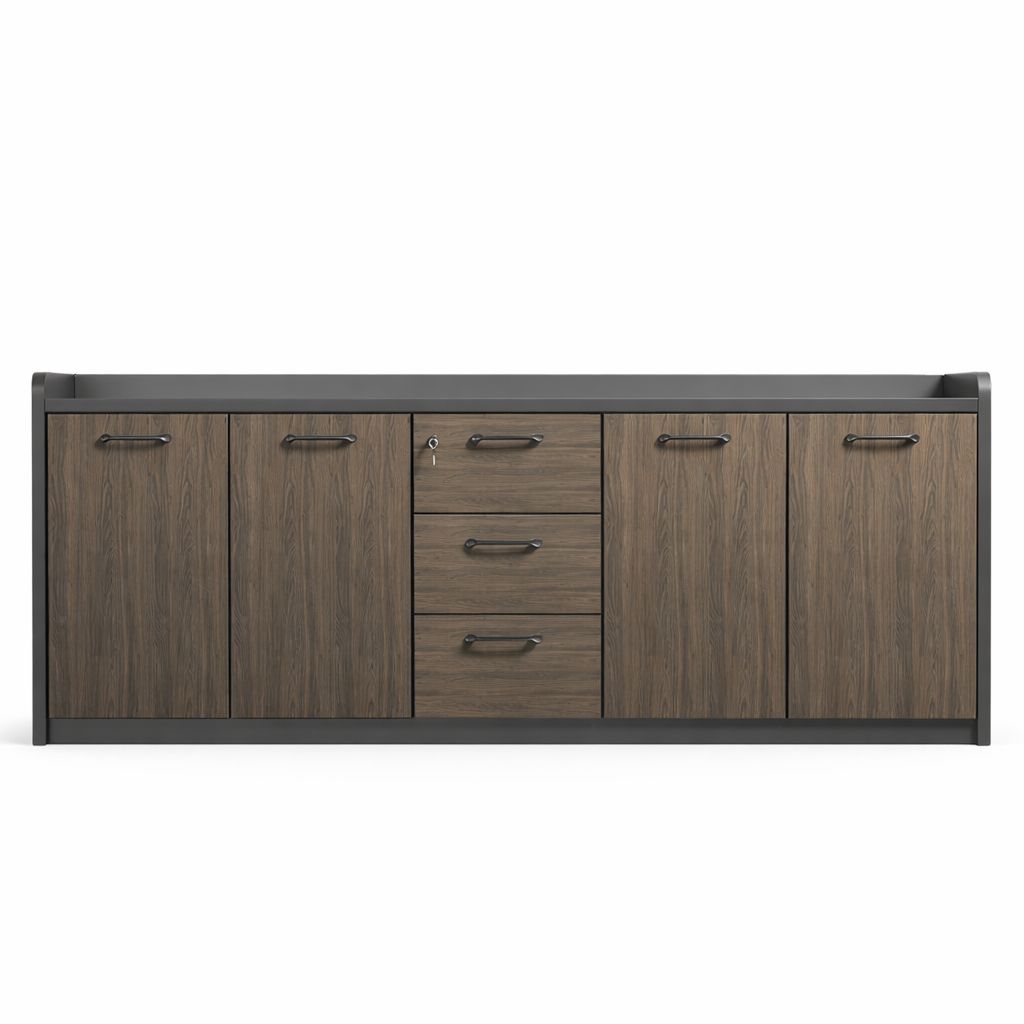 Industrial Office Storage Console Cabinet with Raised Top & Enclosed ...