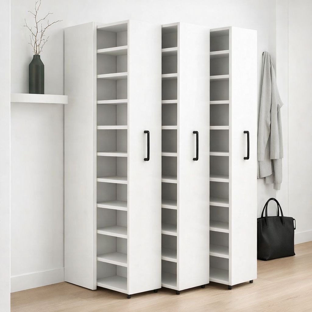 Minimalist Vertical Shoe Cabinet with Slide-Out Shelves and Hidden ...