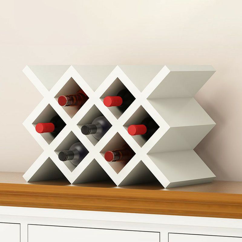 White Wibe Rack Geometric Freestanding Wine Rack – Minimalist White Lattice Organizer ...