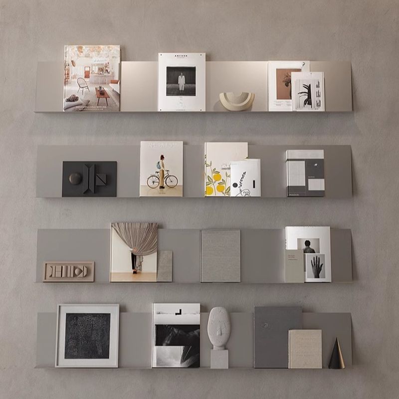 Minimalist Metal Floating Magazine Rack for Gallery Wall Display - With ...