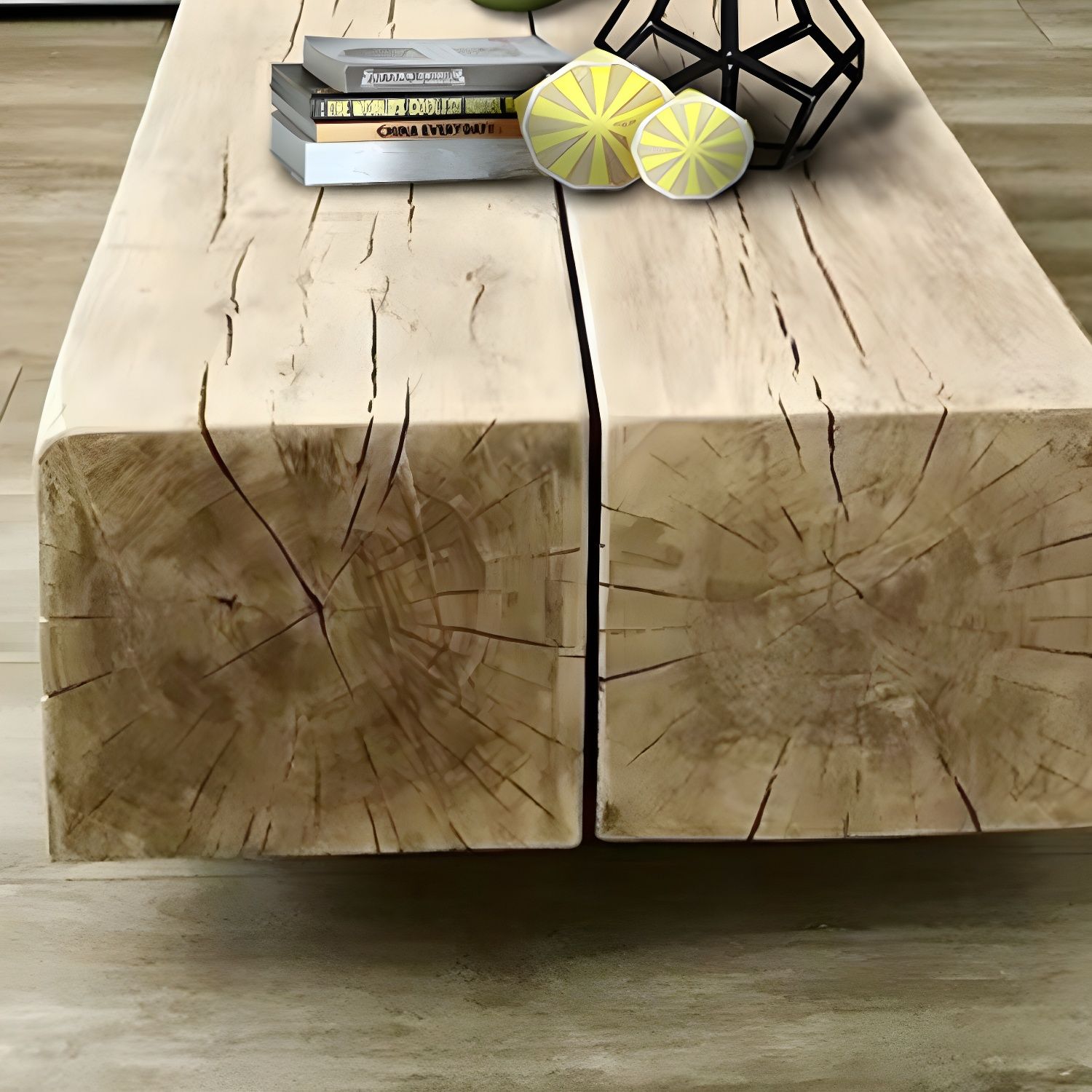 Rustic Industrial Solid Wood Beam Coffee Table Minimalist Low Profile ...