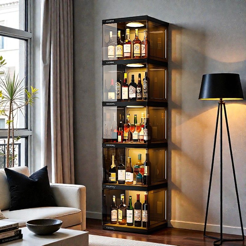 Stackable Display For Kitchen Sleek Stackable Display Cabinet with Magnetic Door Versatile Storage ...