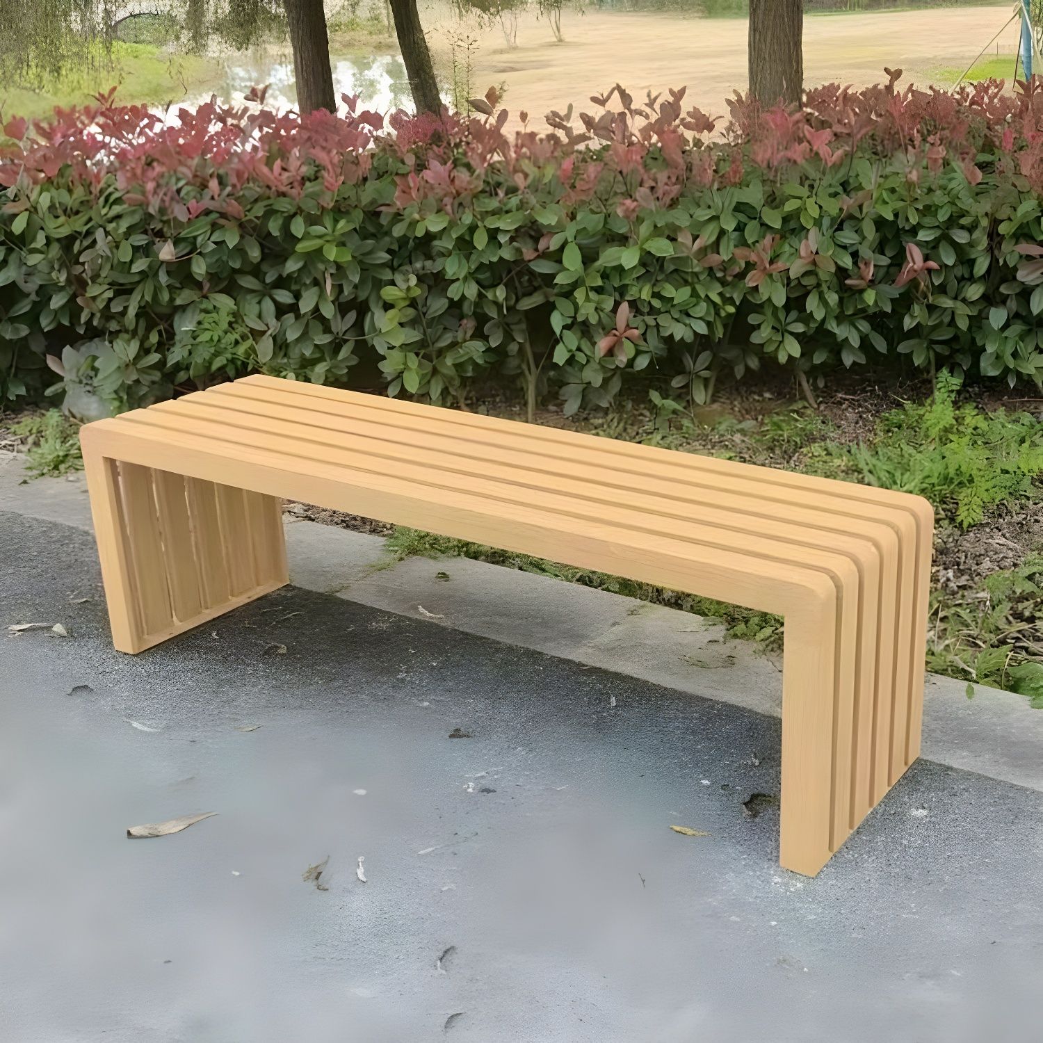 Contemporary Galvanized Steel Slat Outdoor Bench, Weather-Resistant ...