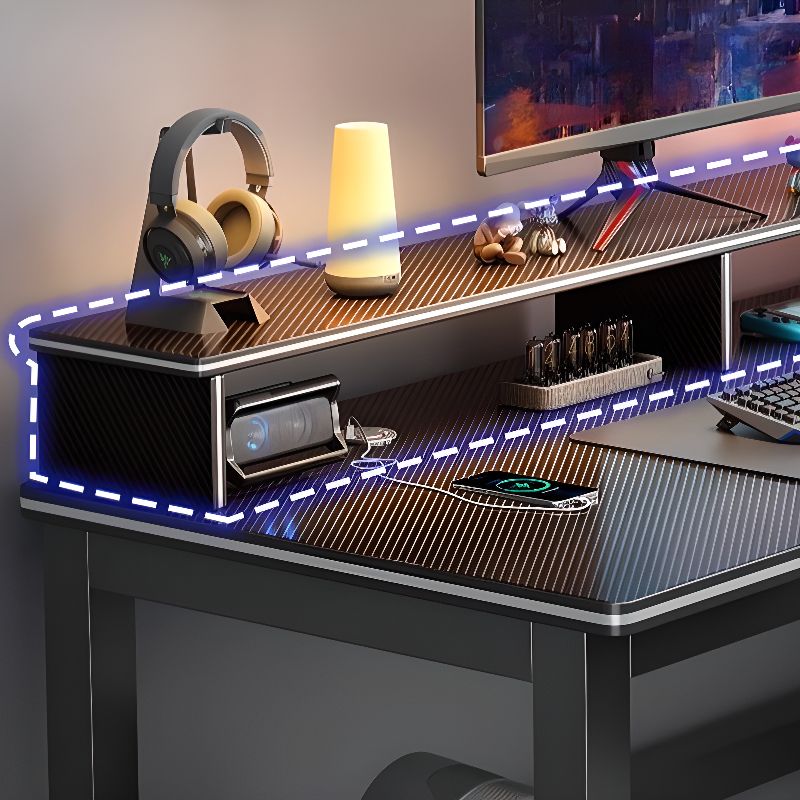 Easy Installation Asymmetrical Alloy Computer Desk with Integrated ...