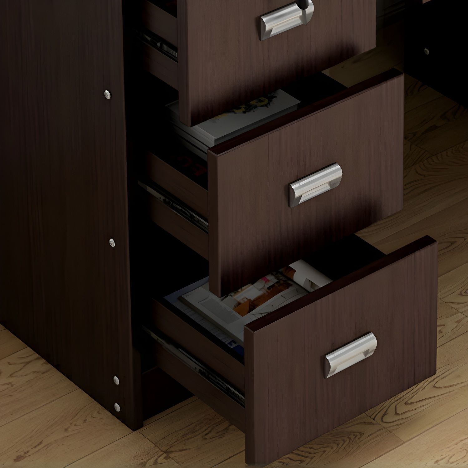 Small Computer Tower Desk Executive Transitional Computer Desk with Locking Drawers and ...