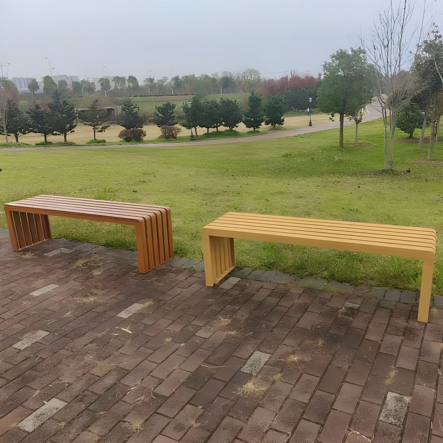 Contemporary Galvanized Steel Slat Outdoor Bench, Weather-Resistant ...