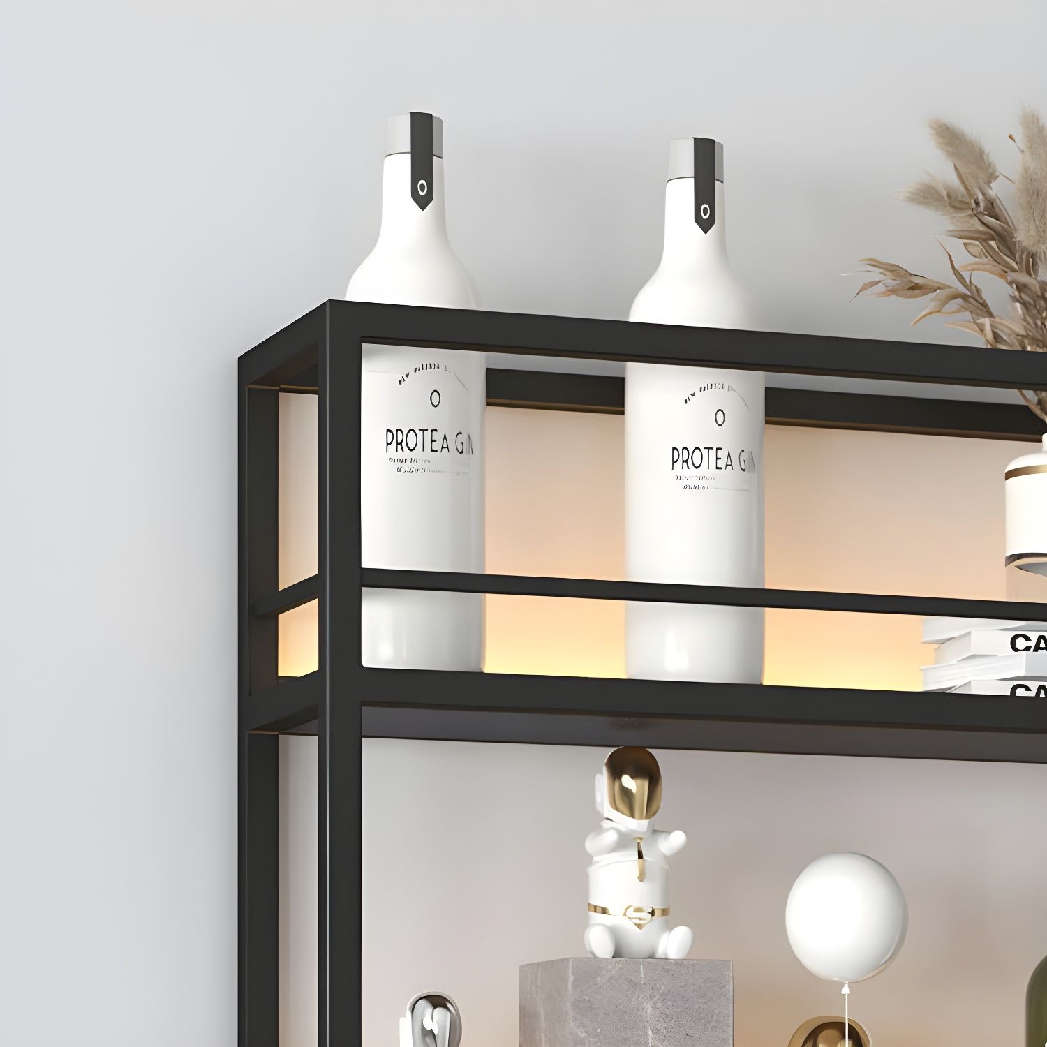 Industrial Wall Mounted Wine Rack with Floating Shelves and Stemware ...