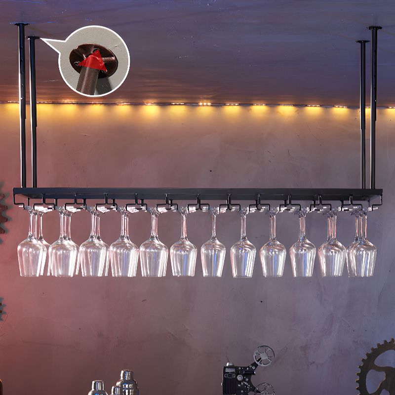 Industrial Ceiling Mounted Wine Glass Rack Hanging Stemware Holder with ...