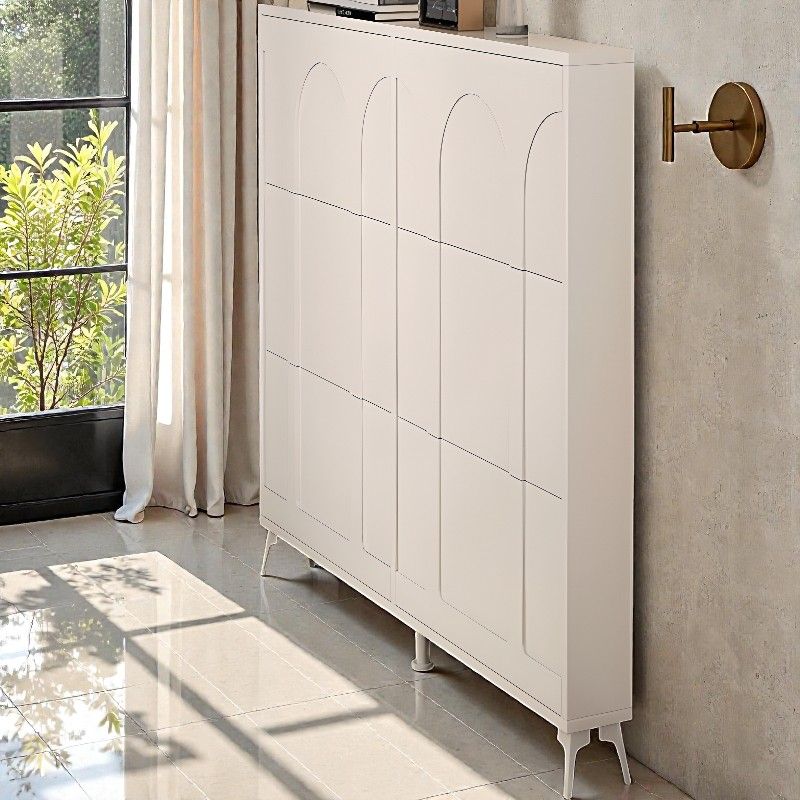 Contemporary Arched Shoe Cabinet, Slim Entryway Storage with Flip ...