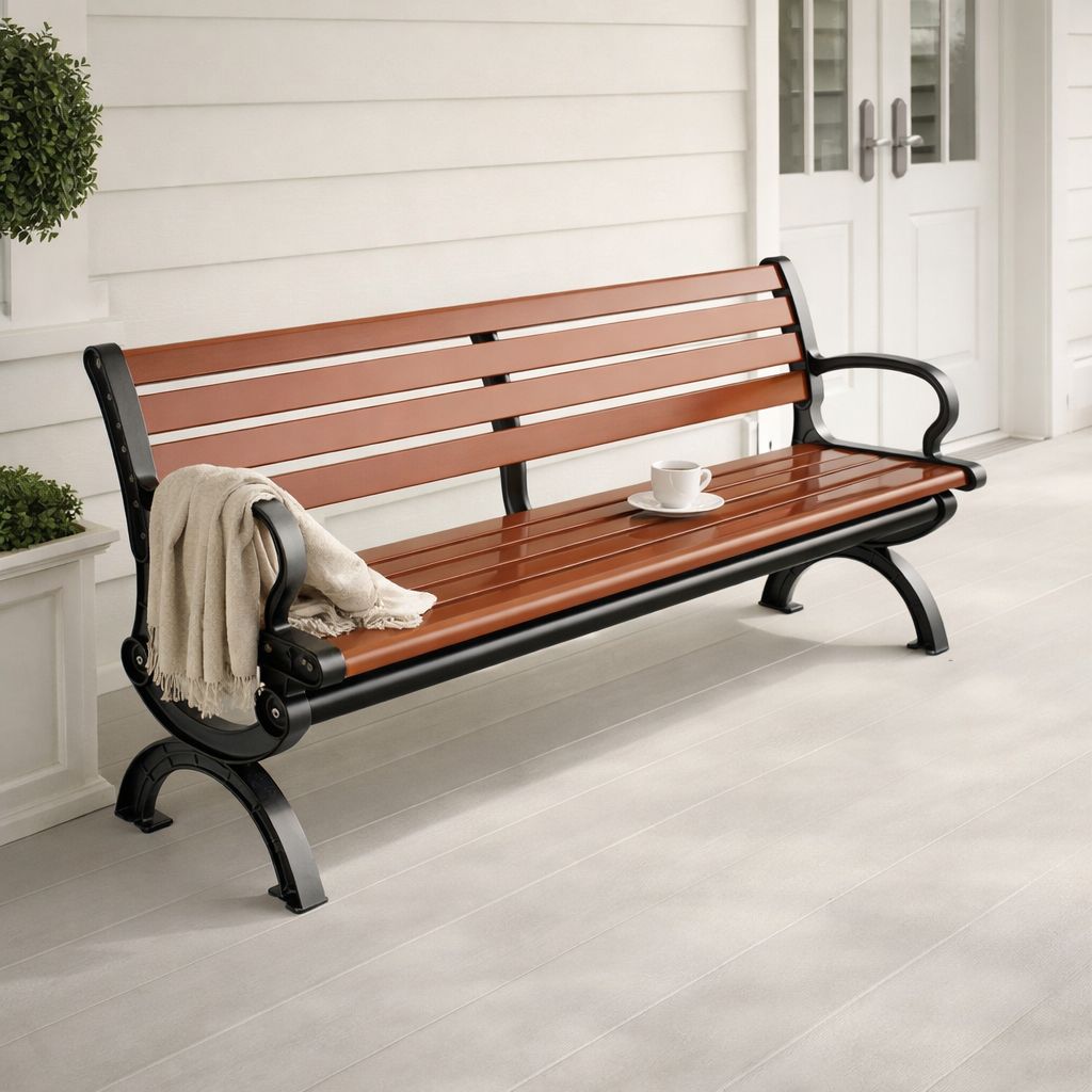 Industrial Heavy-Duty Outdoor Bench, Weather-Resistant Garden Seating ...