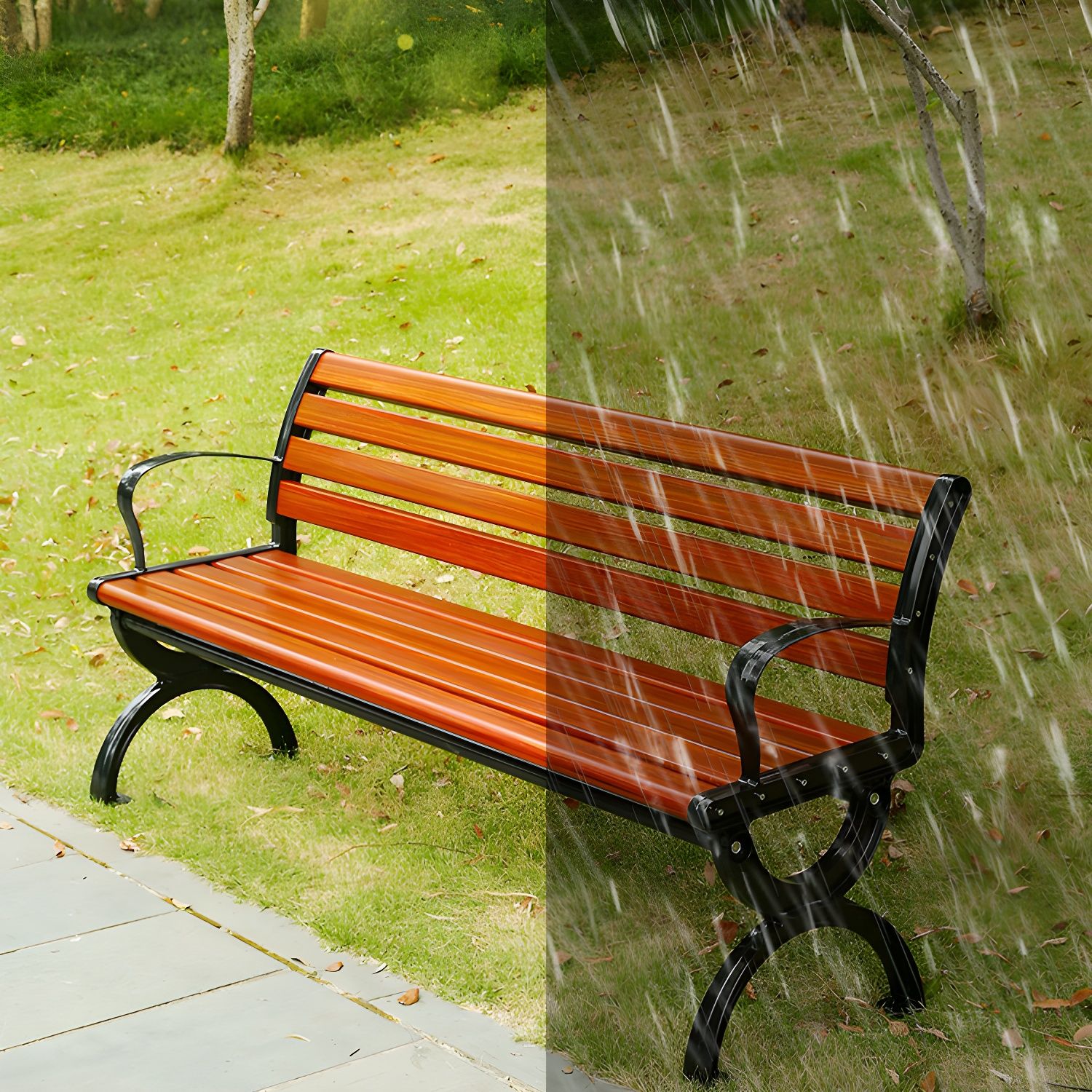 Traditional Outdoor Garden Bench, Weather-Resistant Patio Seating with ...