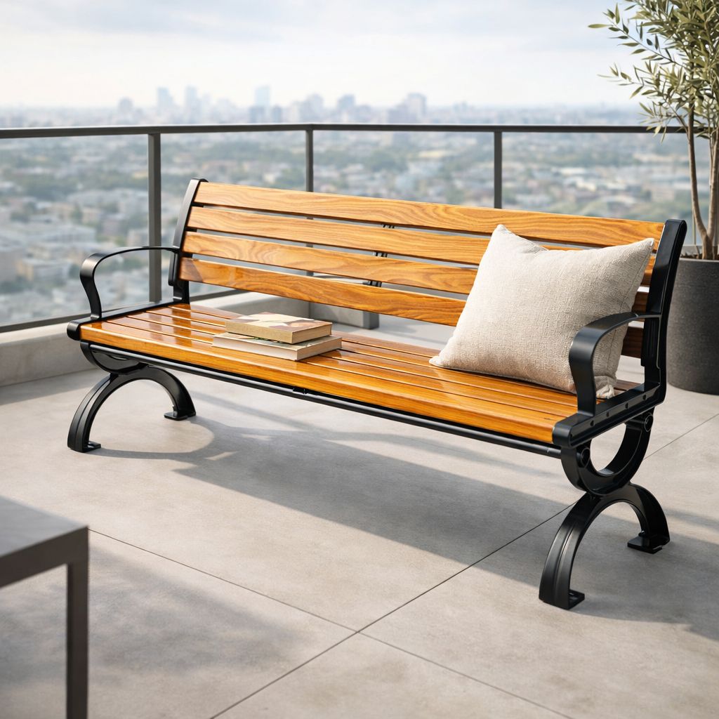 Industrial Heavy-Duty Outdoor Bench, Weather-Resistant Garden Seating ...