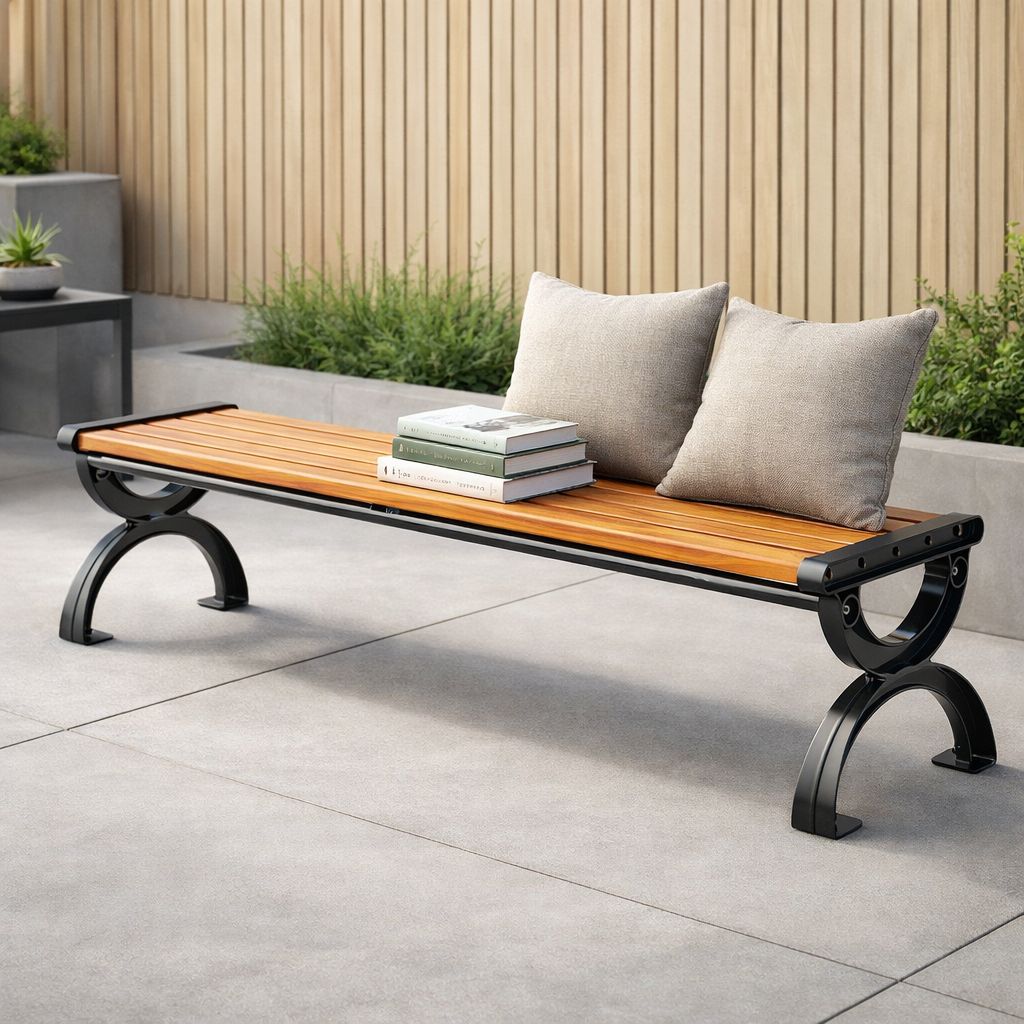 Industrial Heavy-Duty Outdoor Bench, Weather-Resistant Garden Seating ...