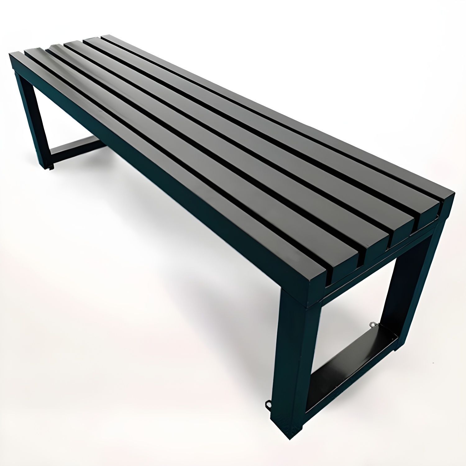 Industrial Steel Outdoor Bench, Weather-Resistant Slat Seating - White ...
