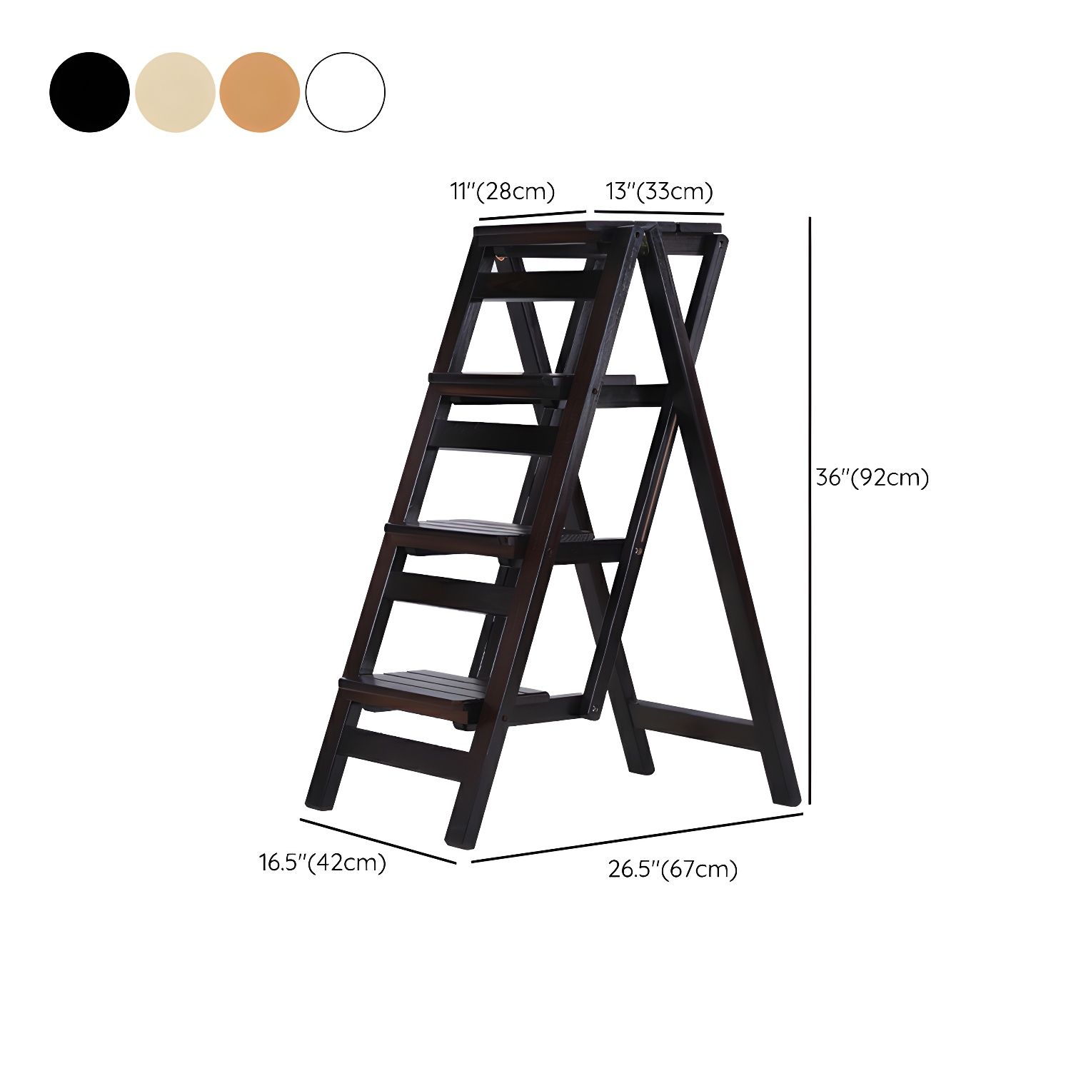 Rustic Solid Wood Folding Step Stool - Convertible 3-Tier Ladder Chair ...