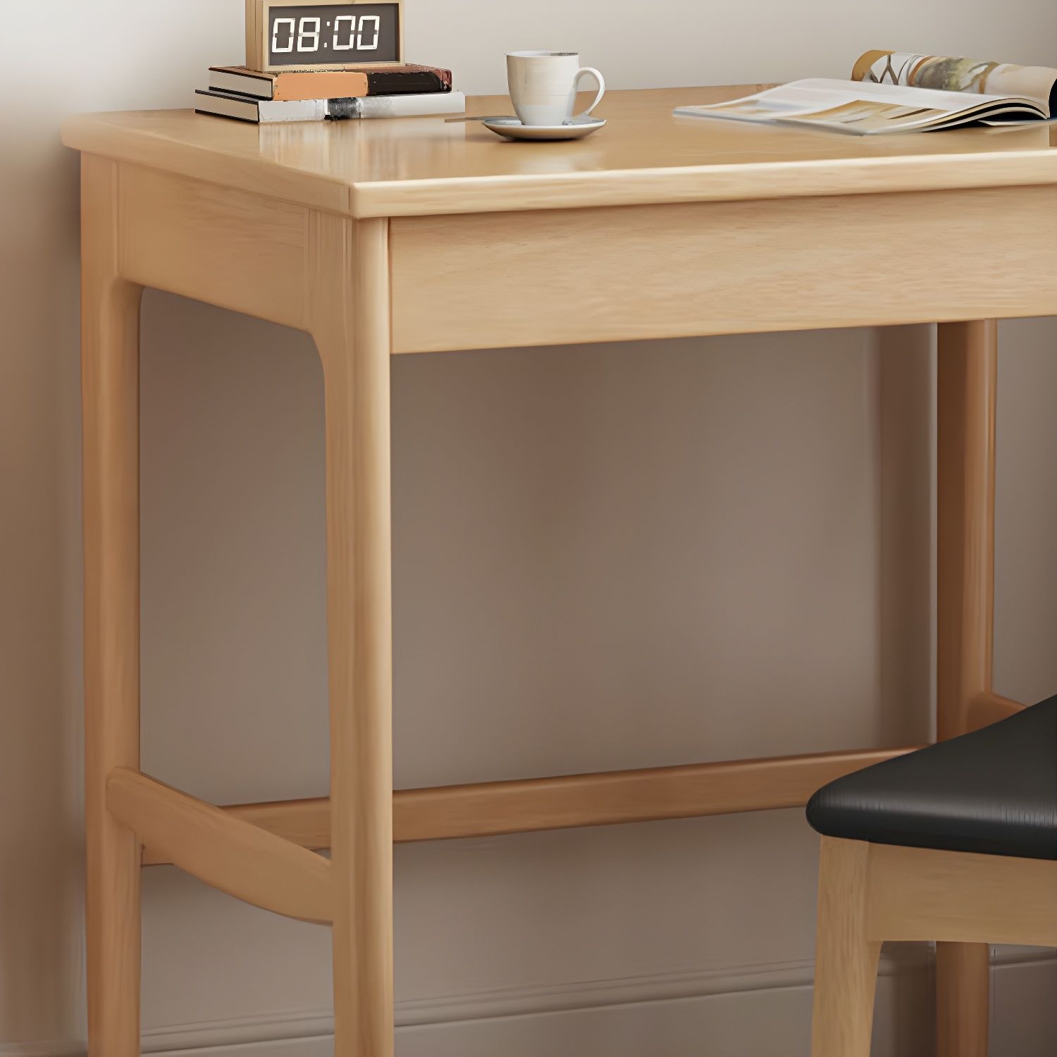 Minimalist Solid Wood Writing Desk with Drawer, Compact Home Office ...