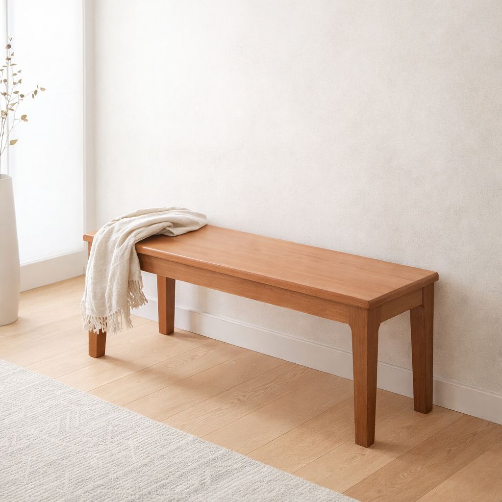 Scandinavian Solid Wood Entryway Bench with Rounded Corners and Tapered ...