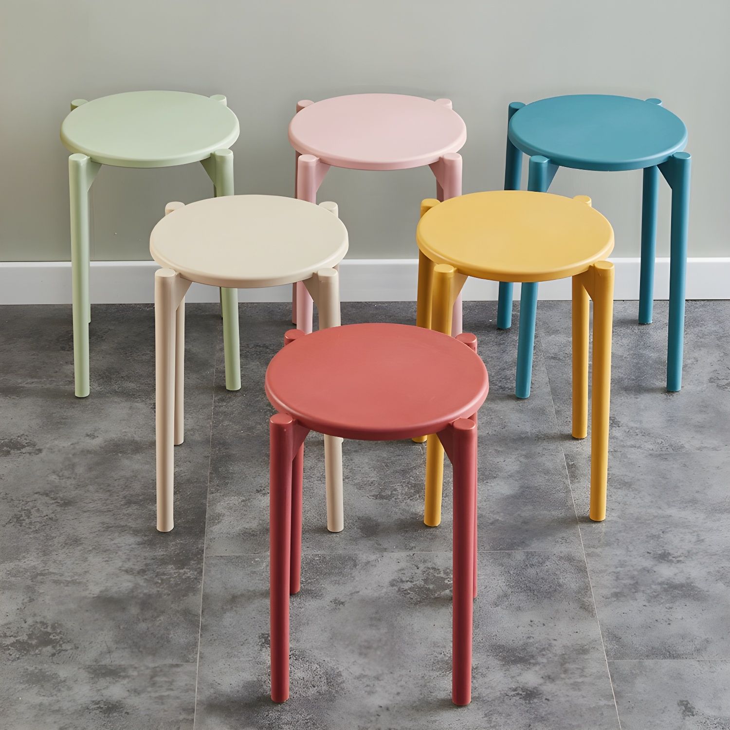 Stacking Stools Table Scandinavian Minimalist Round Stacking Stool Space Saving Portable Seat ...