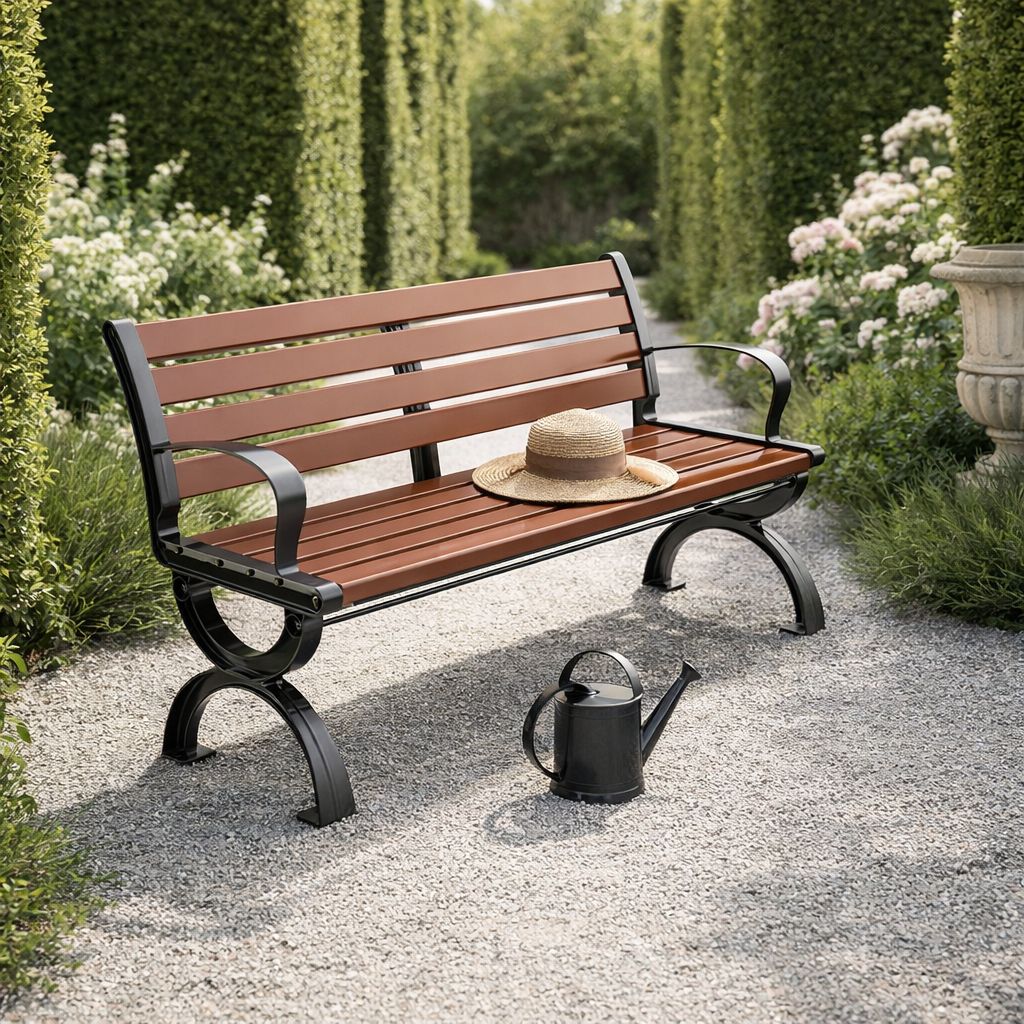 Industrial Heavy-Duty Outdoor Bench, Weather-Resistant Garden Seating ...