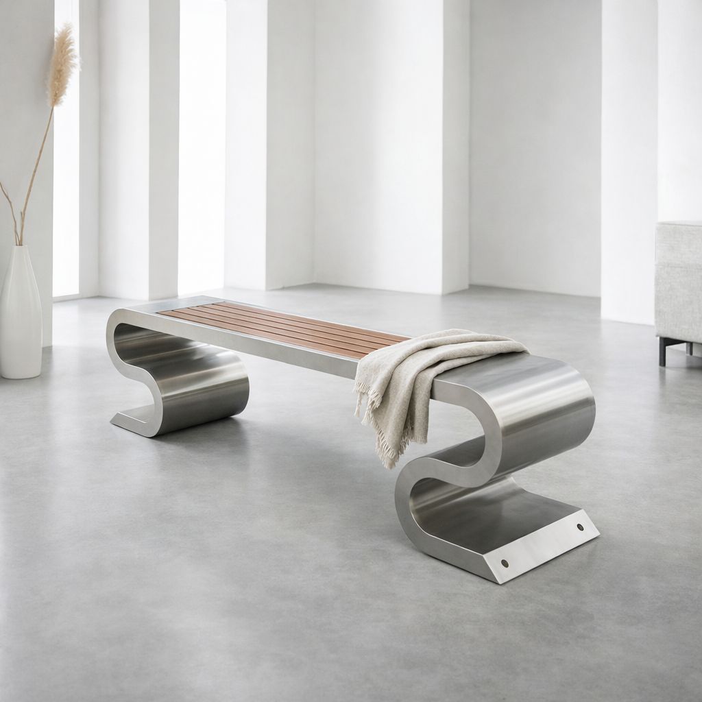 Contemporary Industrial Outdoor Bench with Weather-Resistant Steel ...