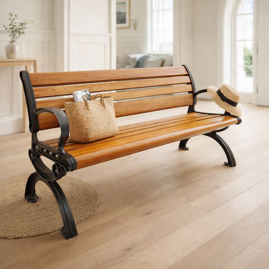 Weather-Resistant Cast Aluminum Garden Bench, Rust-Proof Metal Patio ...