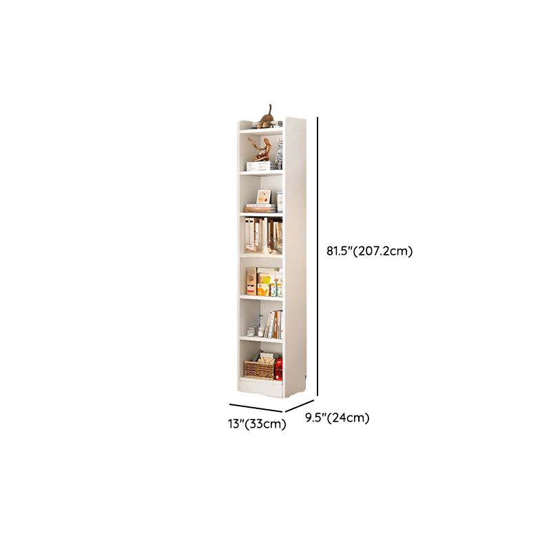 Minimalist Tall Narrow Bookcase with Baseboard Cutout and Rounded Edges ...