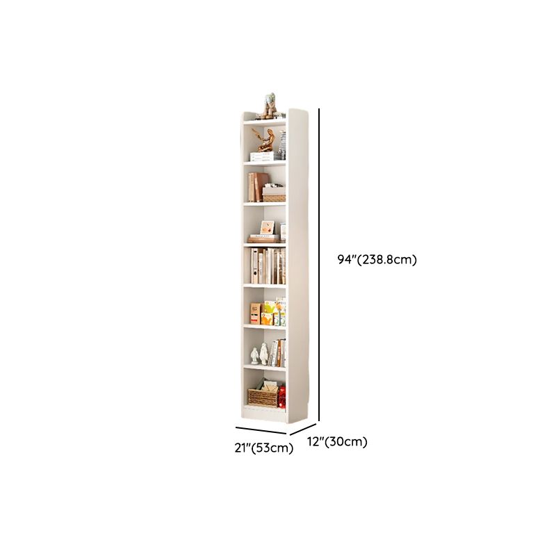 Minimalist Tall Narrow Bookcase with Baseboard Cutout and Rounded Edges ...