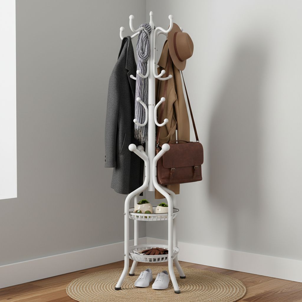 Tree Supportive Rack Contemporary Tree-Style Coat Rack with Heavy-Duty Marble Base and ...