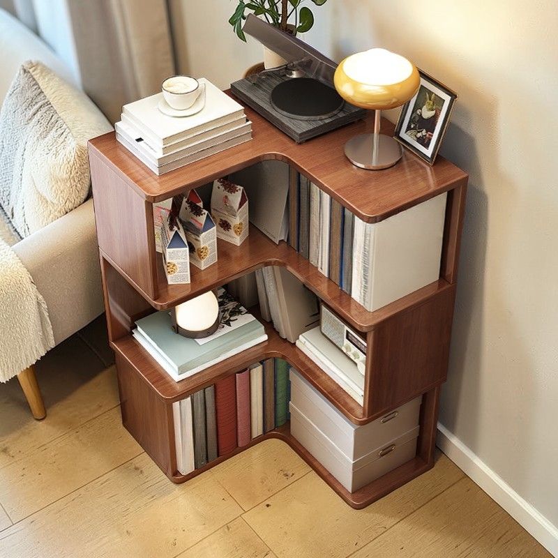 Minimalist L-Shaped Corner Bookshelf with Baseboard Cutout Design - 19 ...