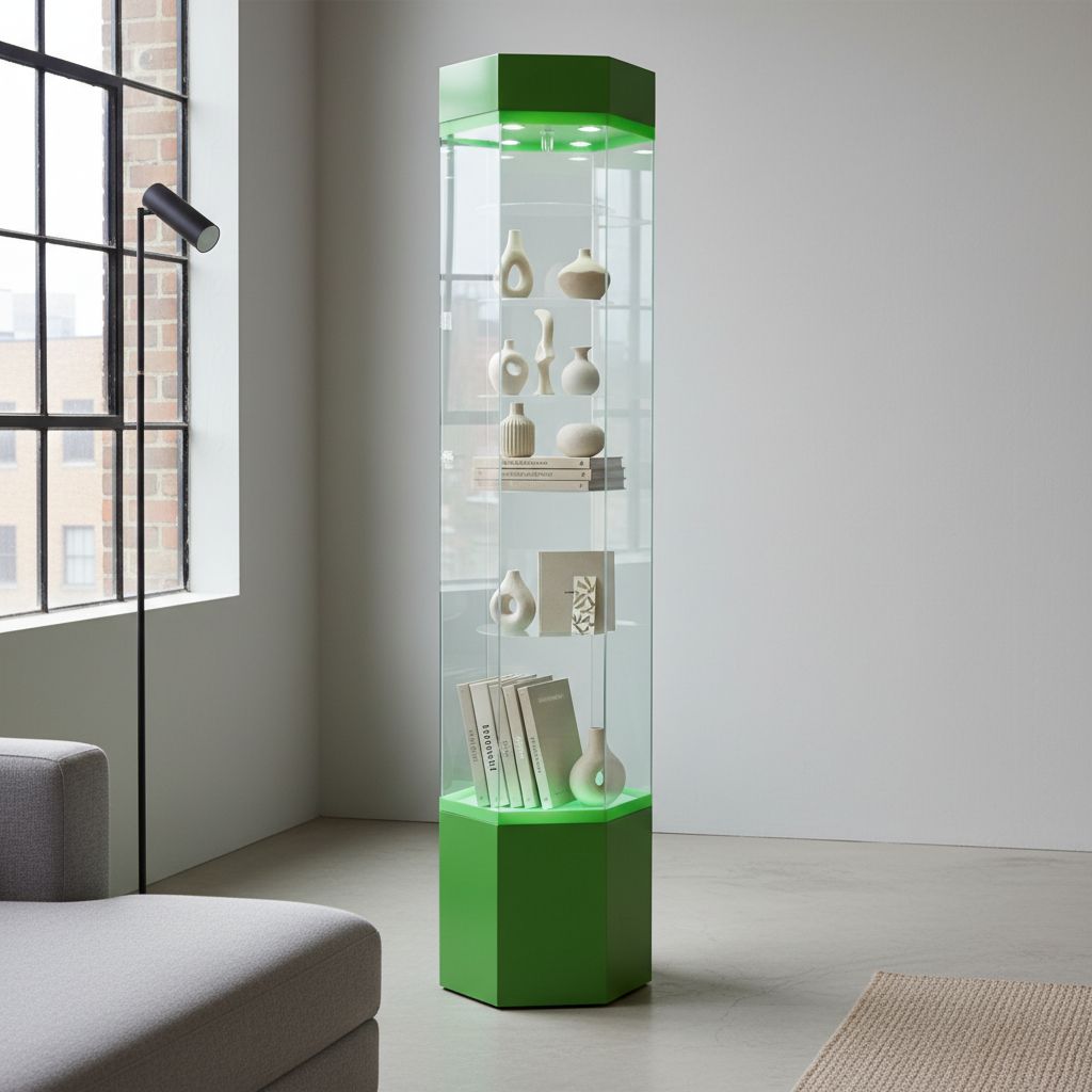 Illuminated Rotating Acrylic Display Case, Hexagonal Locking Showcase ...