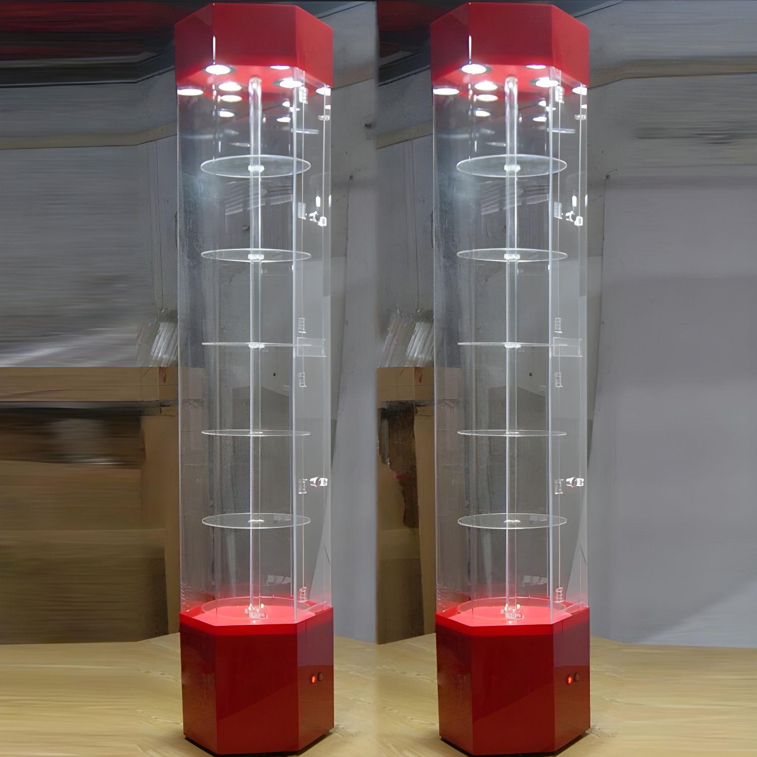 Illuminated Rotating Acrylic Display Case, Hexagonal Locking Showcase ...