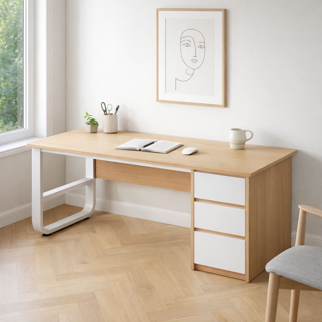 Industrial Computer Desk with Integrated Storage, Sturdy Home Office ...
