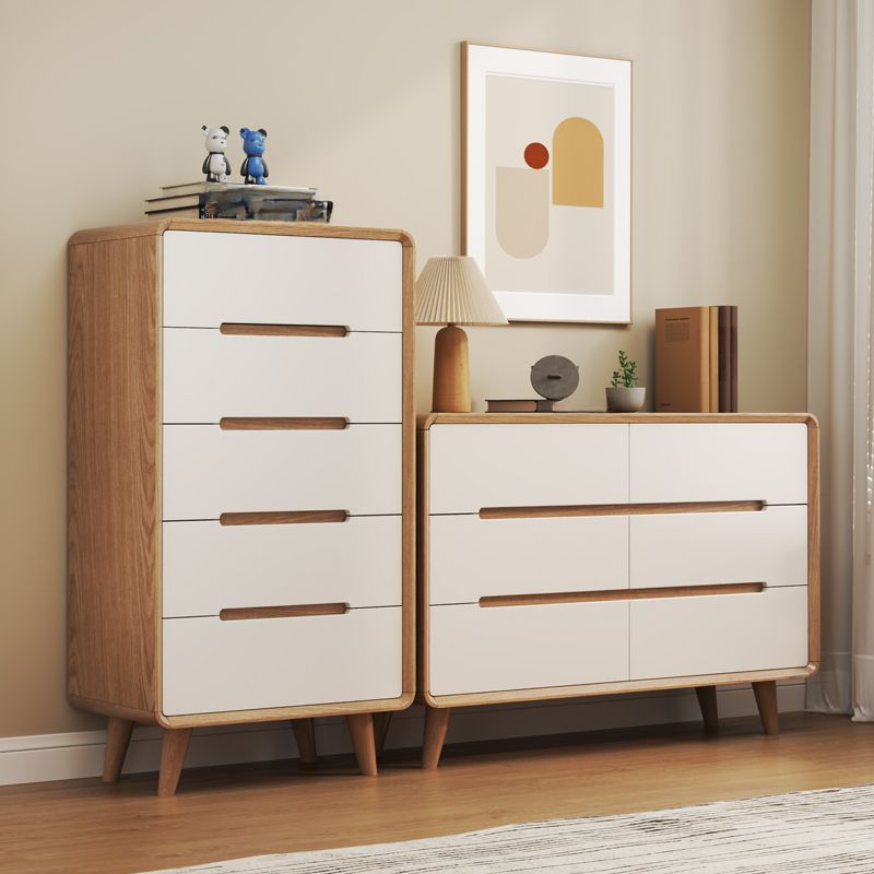 Scandinavian Solid Wood Dresser with High-Gloss Drawers and Rounded ...