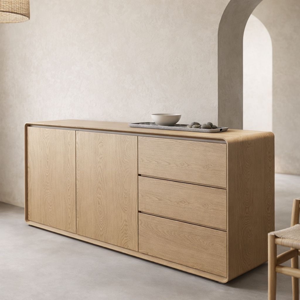 Minimalist Storage Sideboard Buffet Cabinet with Smooth Drawers & Doors ...